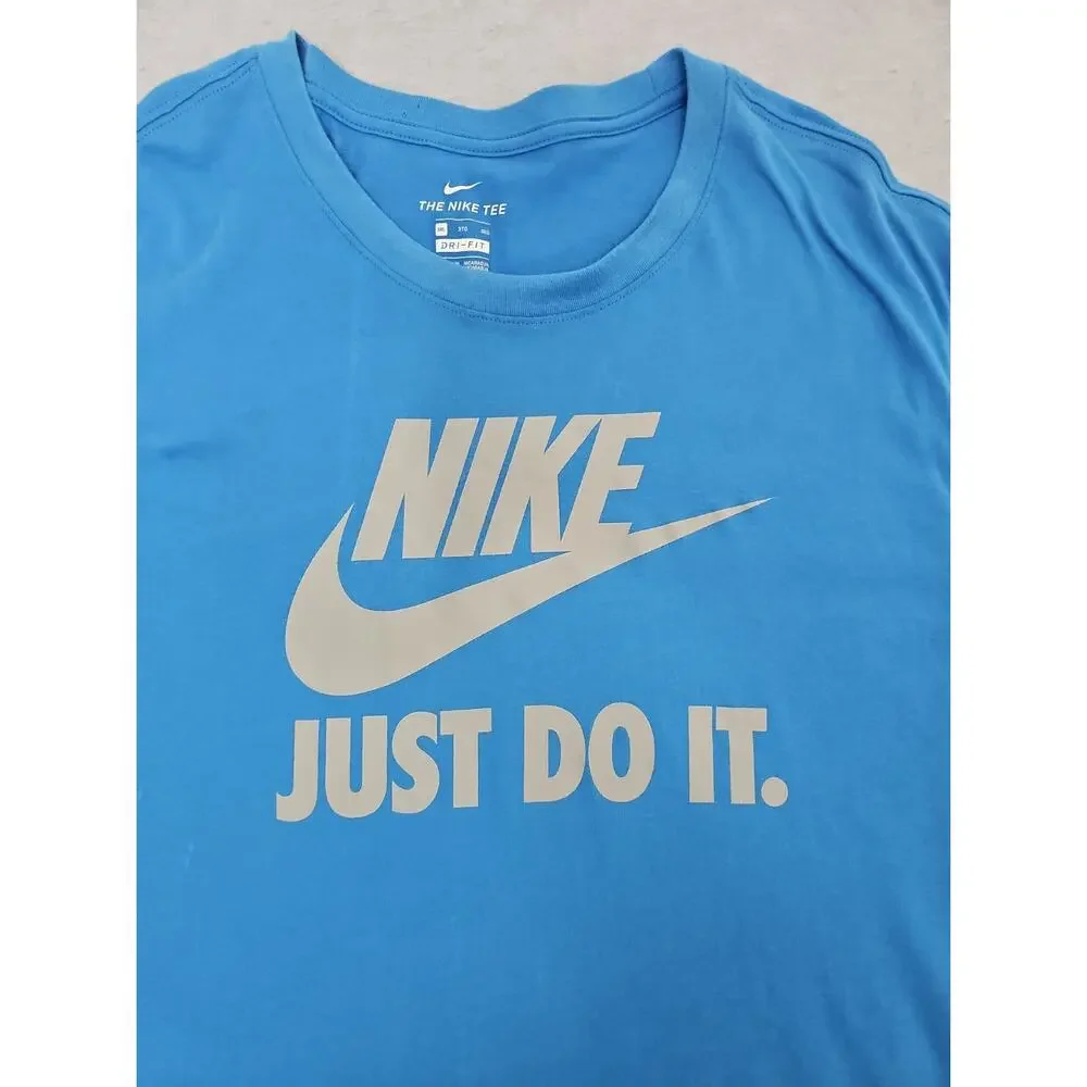NIKE DRI-FIT JUST DO IT LIGHT BLUE ATHLETIC MEN’S Jersey Pullover Mens 3XL GYM